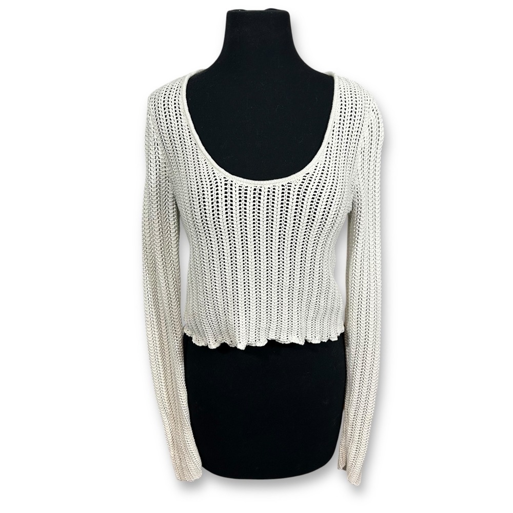 Abercrombie & Fitch Cream Scoop Neck Lightweight Knit Sweater